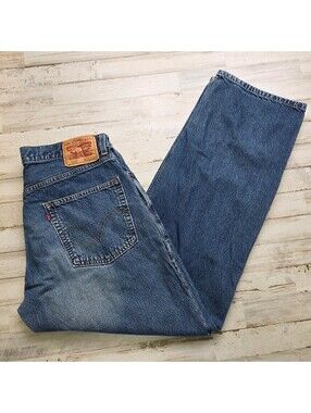 Vintage Levi's 569 Loose Straight Jeans Mens 33x34 Blue Denim Distressed